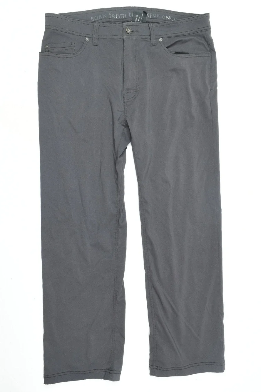prANa Brion Pants Mens 36 Gray Slim Fit Nylon Stretch Lightweight Hiking